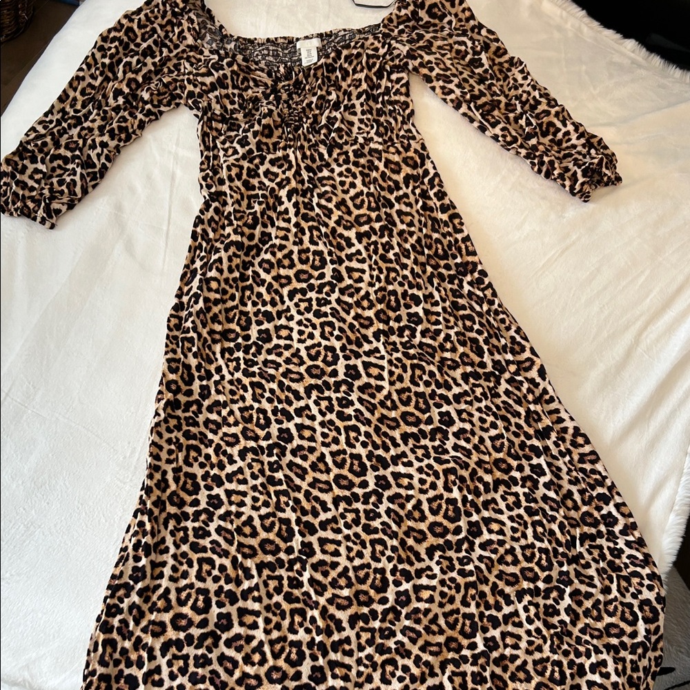 H&M Leopard Print Maxi Dress in Brown and Black M